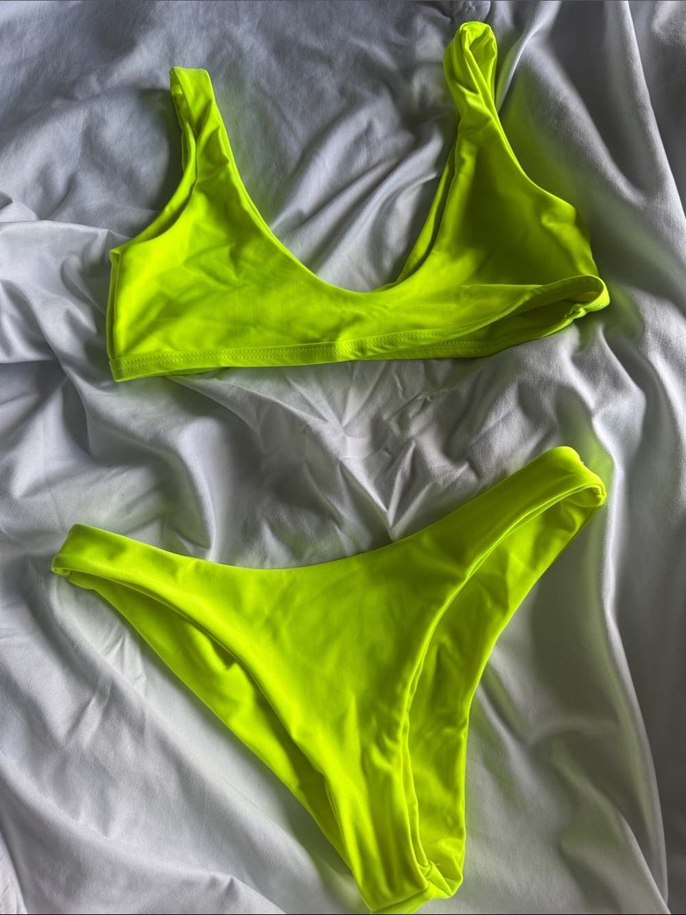 Neon Yellow Scoop Bikini Set - Classic Two-Piece Swim